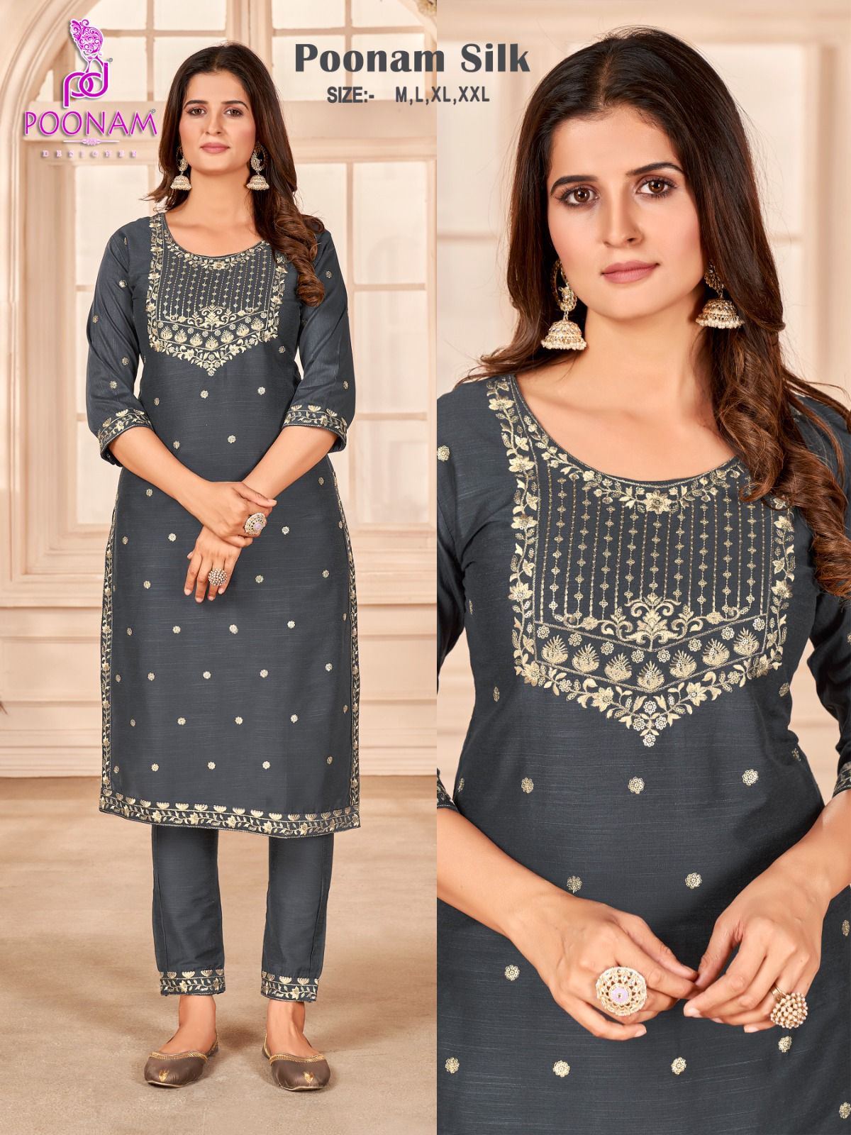 Poonam Silk Designer Kurti With Bottom Catalog